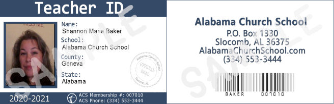 Student/Teacher ID Cards Now Available! | Alabama Church School